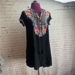 Savanna Jane size small black dress tunic with embroidered bodice